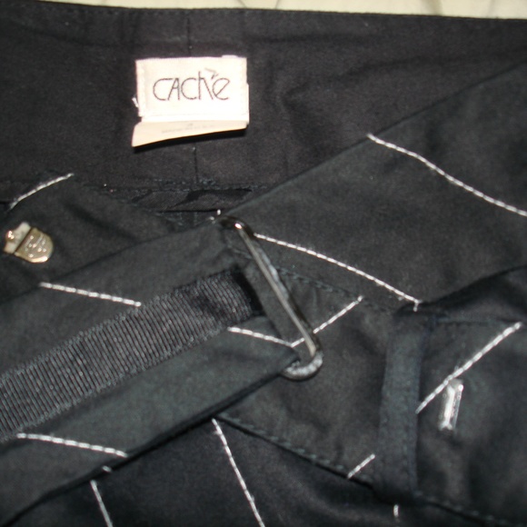 Cache Pin Stripe Low Riser Flared Leg Dressy Casual Vintage Pants Black White - Picture 4 of 12